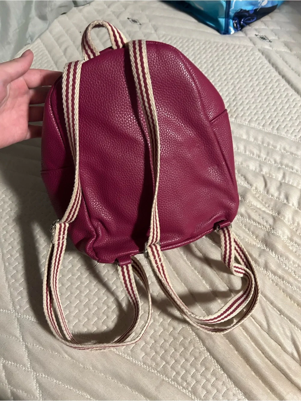 thirty-one Berry-Tone Pebbled Mini Backpack with Striped Straps